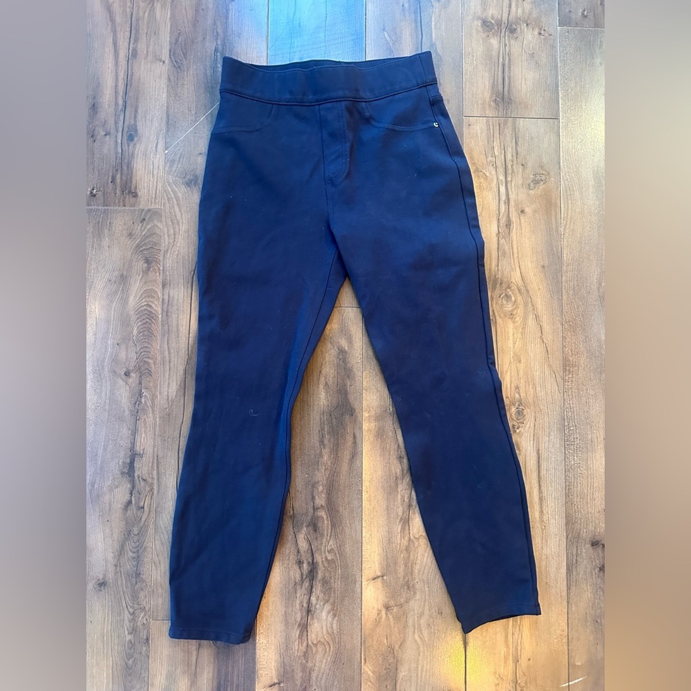 SPANX Navy Ponte Pants Pull On Stretch Work Travel Leggings Small